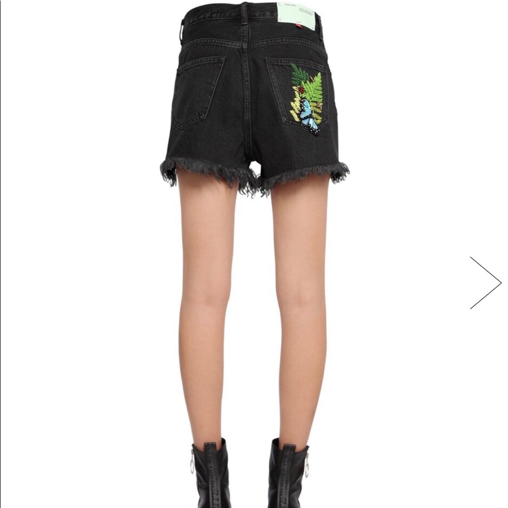 OFF-White butterfly embellished denim shorts